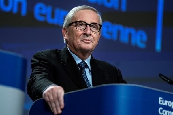 Le Luxembourgeois Jean-Claude Juncker lors de sa dernière conférence de presse le 29 novembre 2019 au siège de la Commission européenne à Bruxelles.