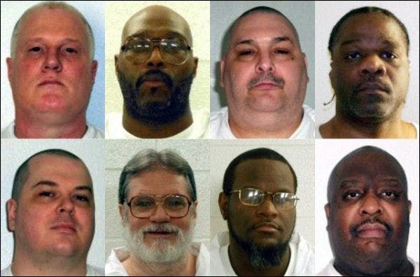 Portraits des huit condamnés à mort de l'Arkansas dont les exécutions sont toutes prévues sur dix jours en avril en raison de la proche péremption d'une substance utilisée dans les injections létales. (Photos d'archives