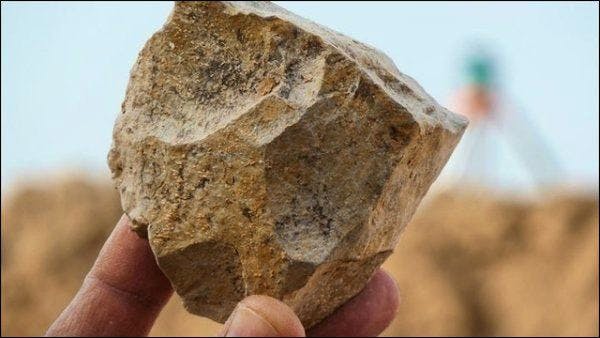 Une pierre découverte à Les galets en calcaire et en silex taillés ont été découverts à Sétif, à 300 km à l'est d'Alger.