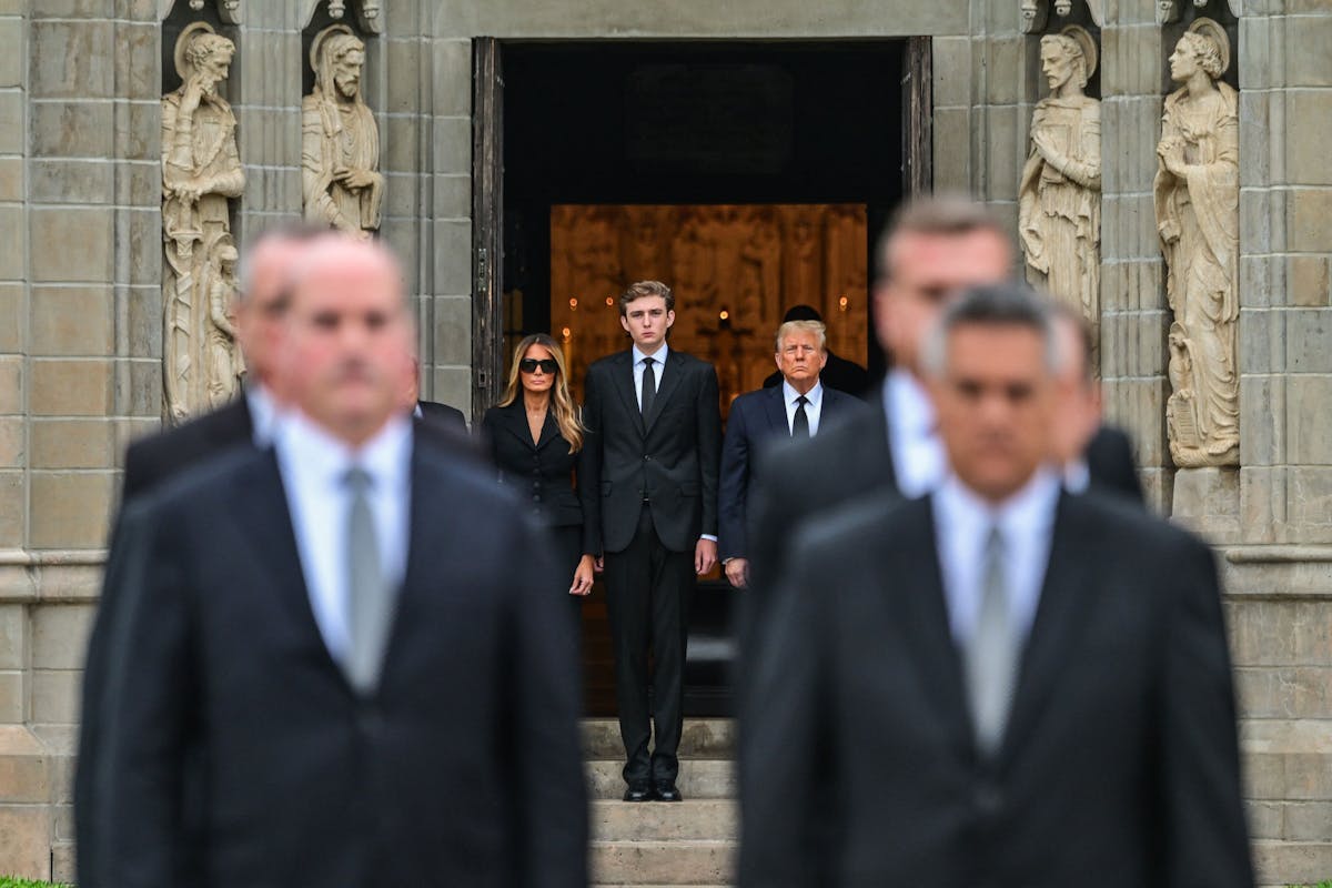 Their son Barron Trump also attended the funeral.