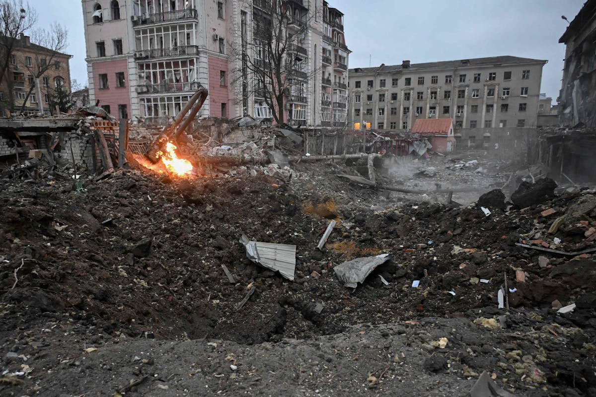 Un missile ayant frappé un quartier de Kharkiv au début du mois de janvier. Image d'illustration