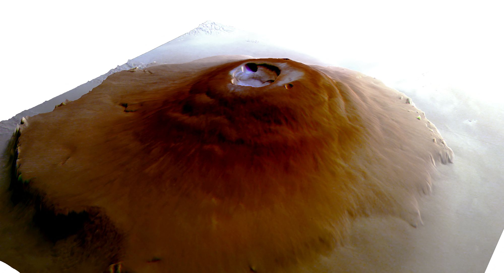 Du givre au sommet des volcans géants de Mars